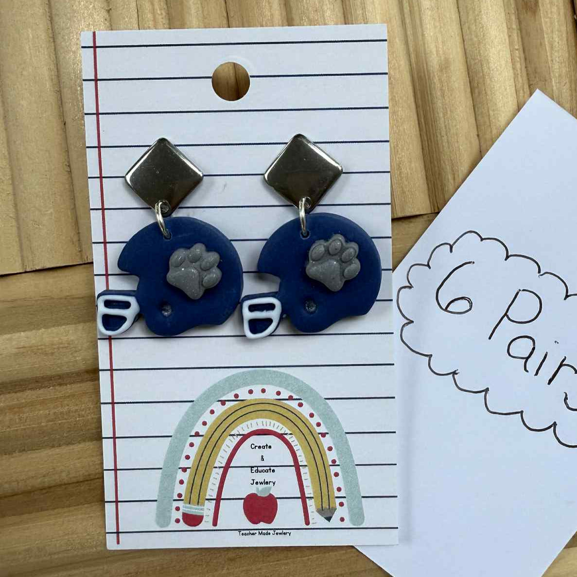 Bangor Bobcats - Navy Football Helmet Earrings