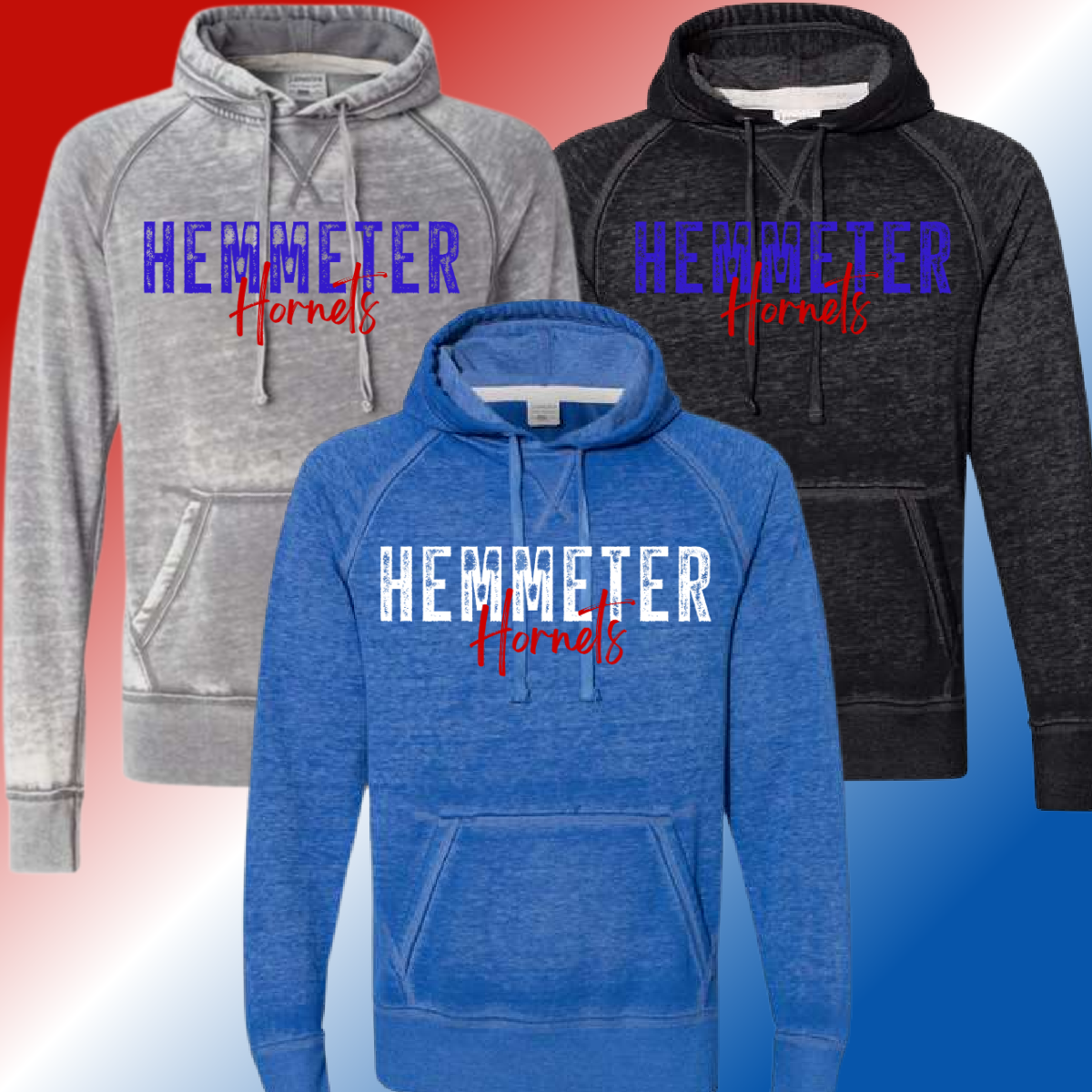 Hemmeter Elementary - Simple Stamped Acid Wash Hoodie (Adult) - MADE TO ORDER/TWO WEEKS