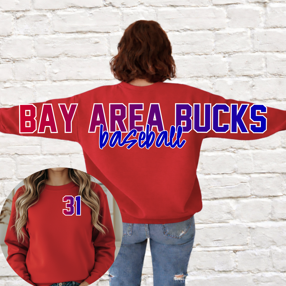 Bay Area Bucks Baseball - Big Across The Back Crewneck (Youth & Adult)