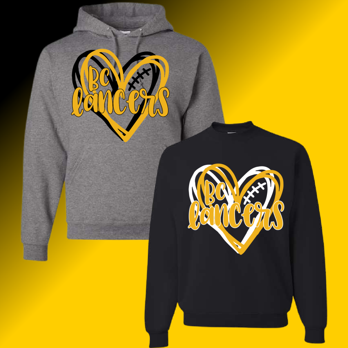 Bullock Creek Lancers - Football Heart Basic Sweatshirt