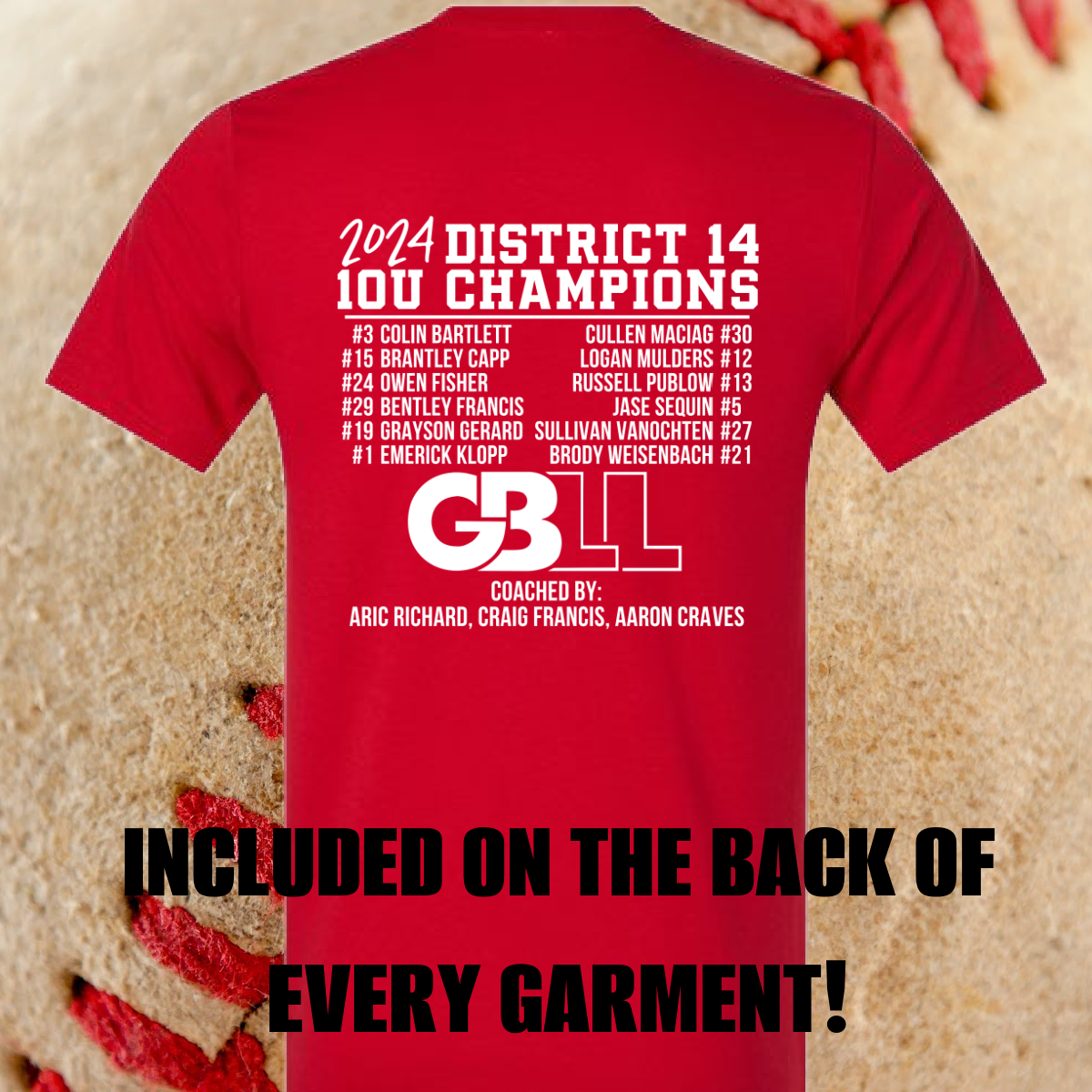 2024 GBLL 10U District Champs - Standard Hoodies (Youth & Adult)