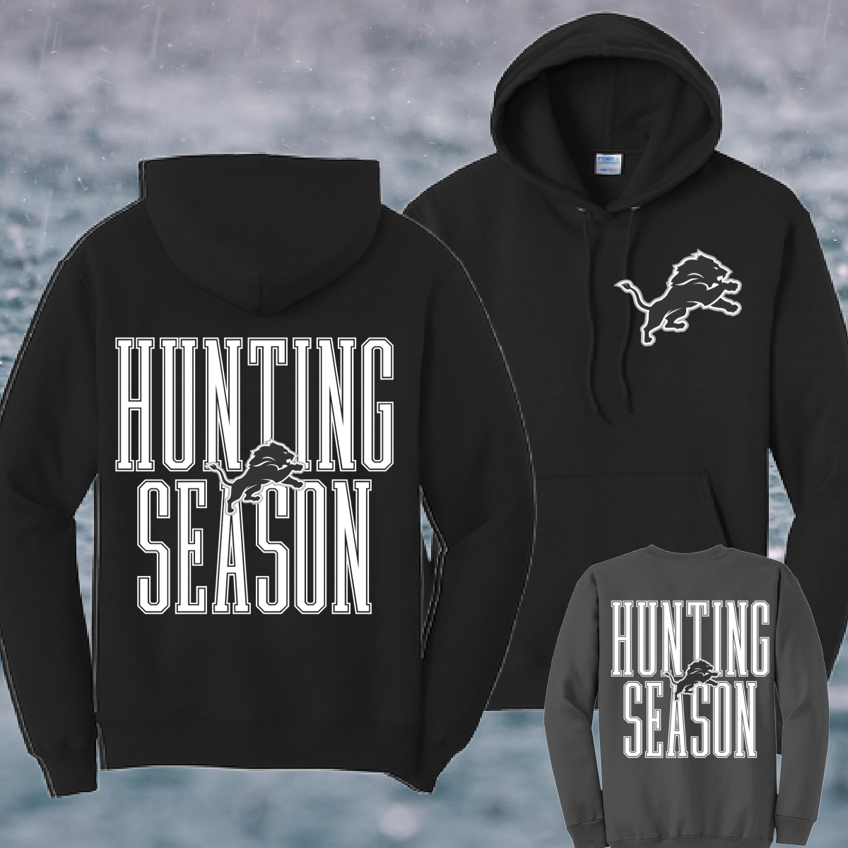 Detroit Football Hunting Season Black Out - Youth Sweatshirt