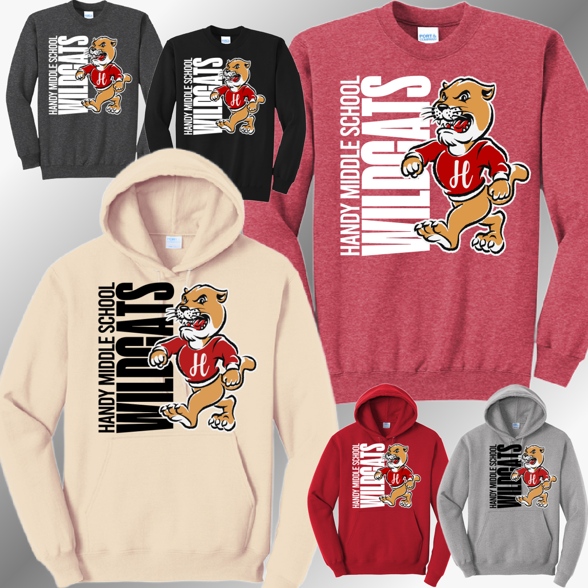Handy Wildcats - Vintage Mascot Basic Sweatshirt (Adult)
