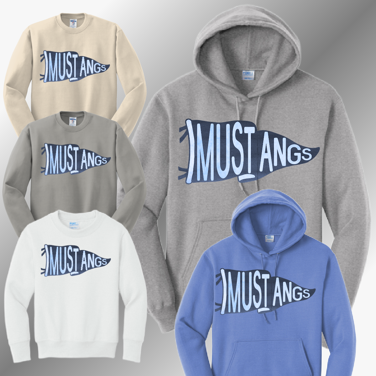 Meridian Mustangs - Pennant Flag Basic Sweatshirt (Adult)