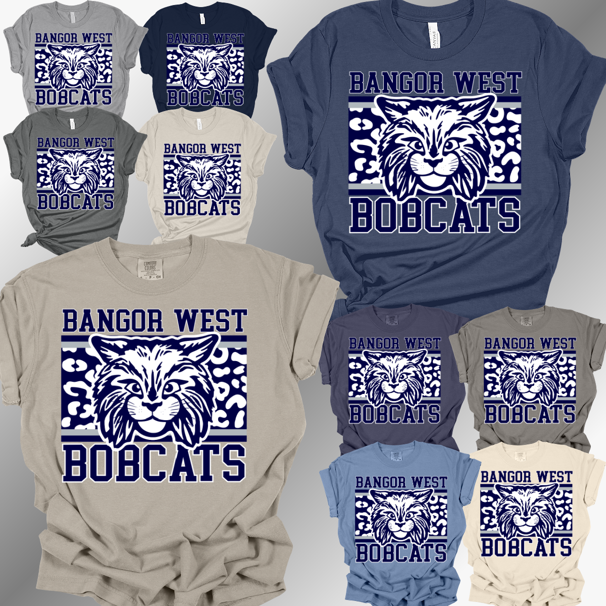 Bangor Bobcats - Leopard Background JUNIOR BOBCAT Tee (Adult)