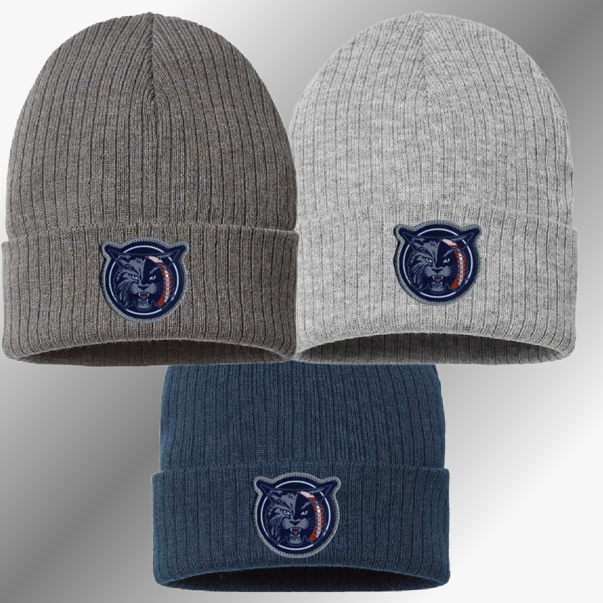 Bobcat Football - Premium Ribbed Cuffed Beanie Hat