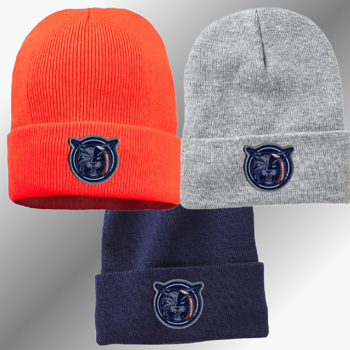 Bobcat Football - 12" Fleece Lined Cuffed Beanie Hat