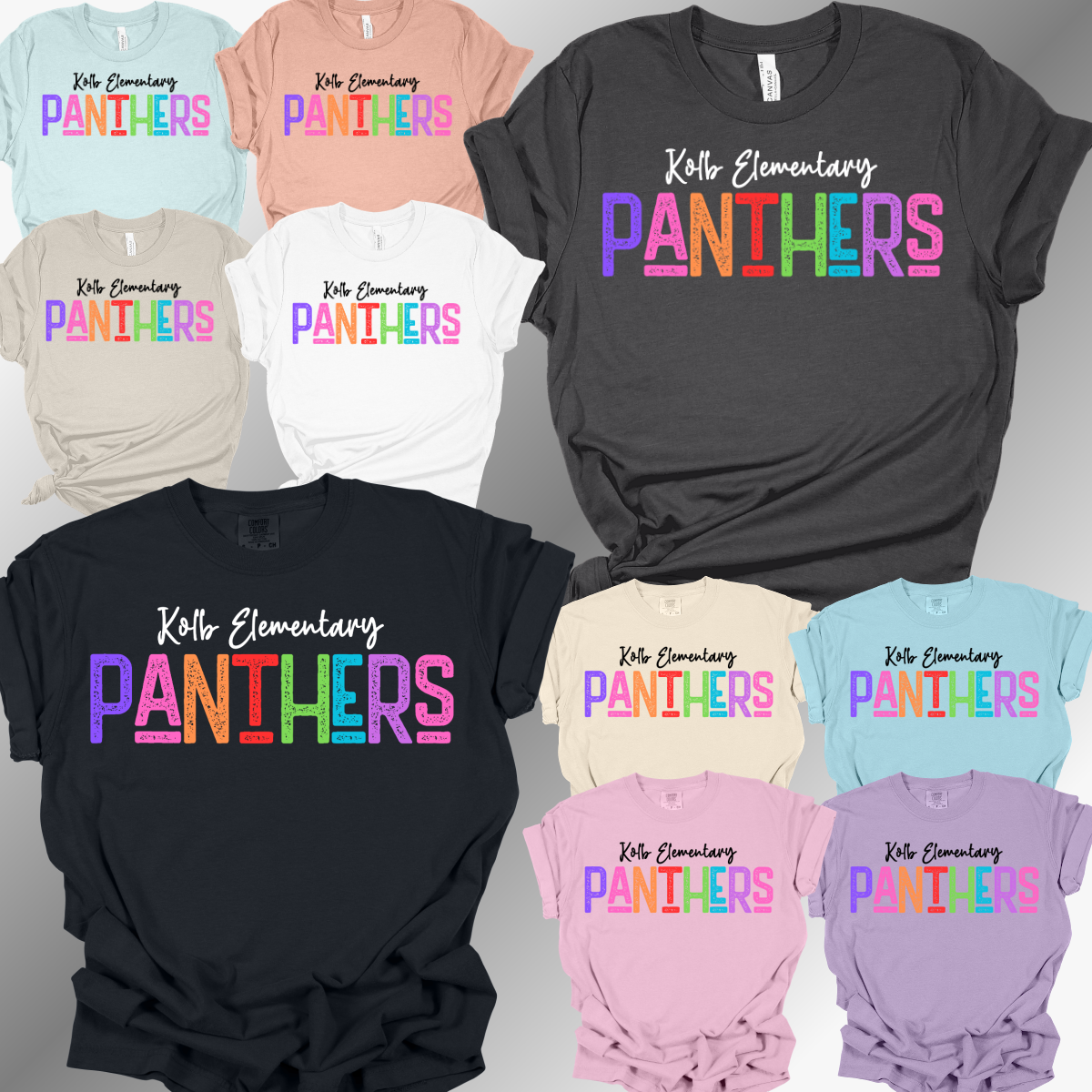 Kolb Panthers - Rainbow Font Tee (Adult)