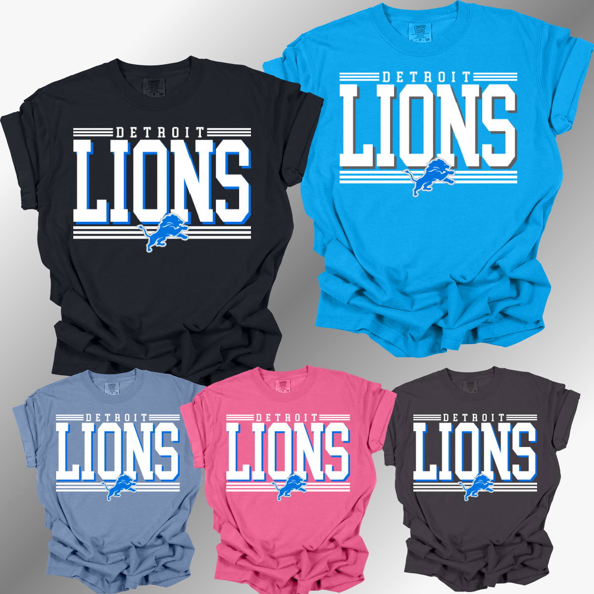 Detroit Football Offset - Comfort Colors Tee (Adult)