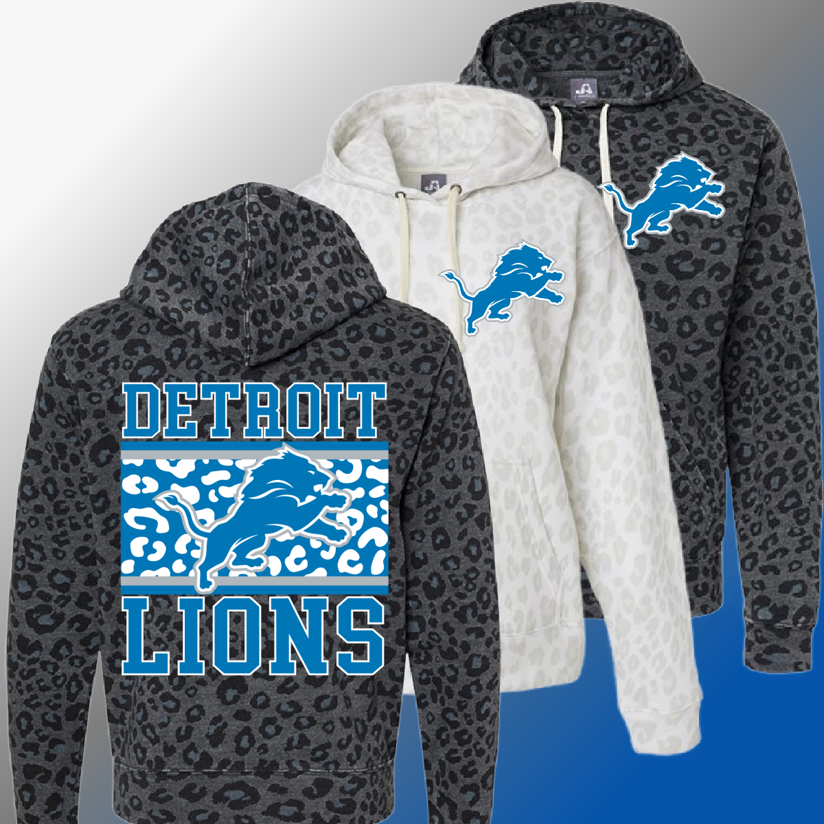 Detroit Football Leopard Background - Leopard Sweatshirt (Adult)