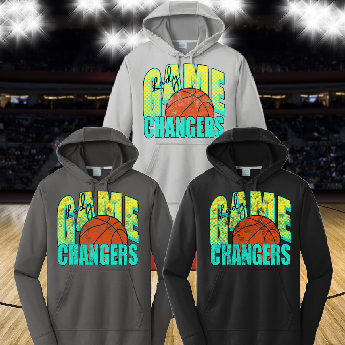 GLB LADY Game Changers - Grunge Basketball Dri Fit Hoodie (Youth & Adult)