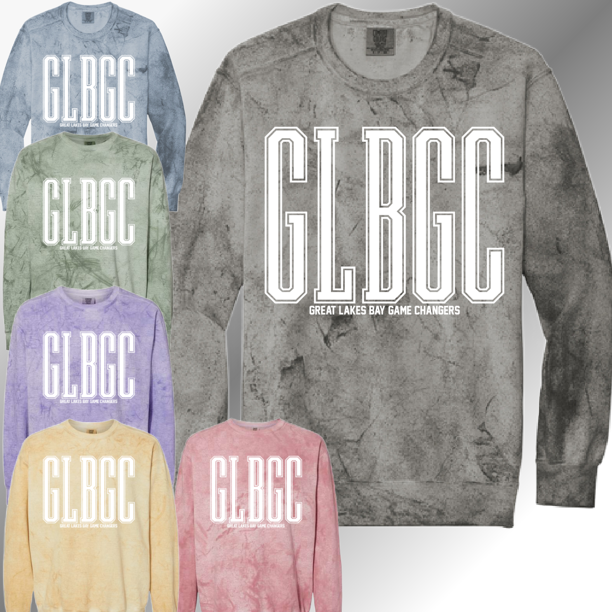 GLB Game Changers - Skinny Varsity Font Color Blast Crewneck (Adult)