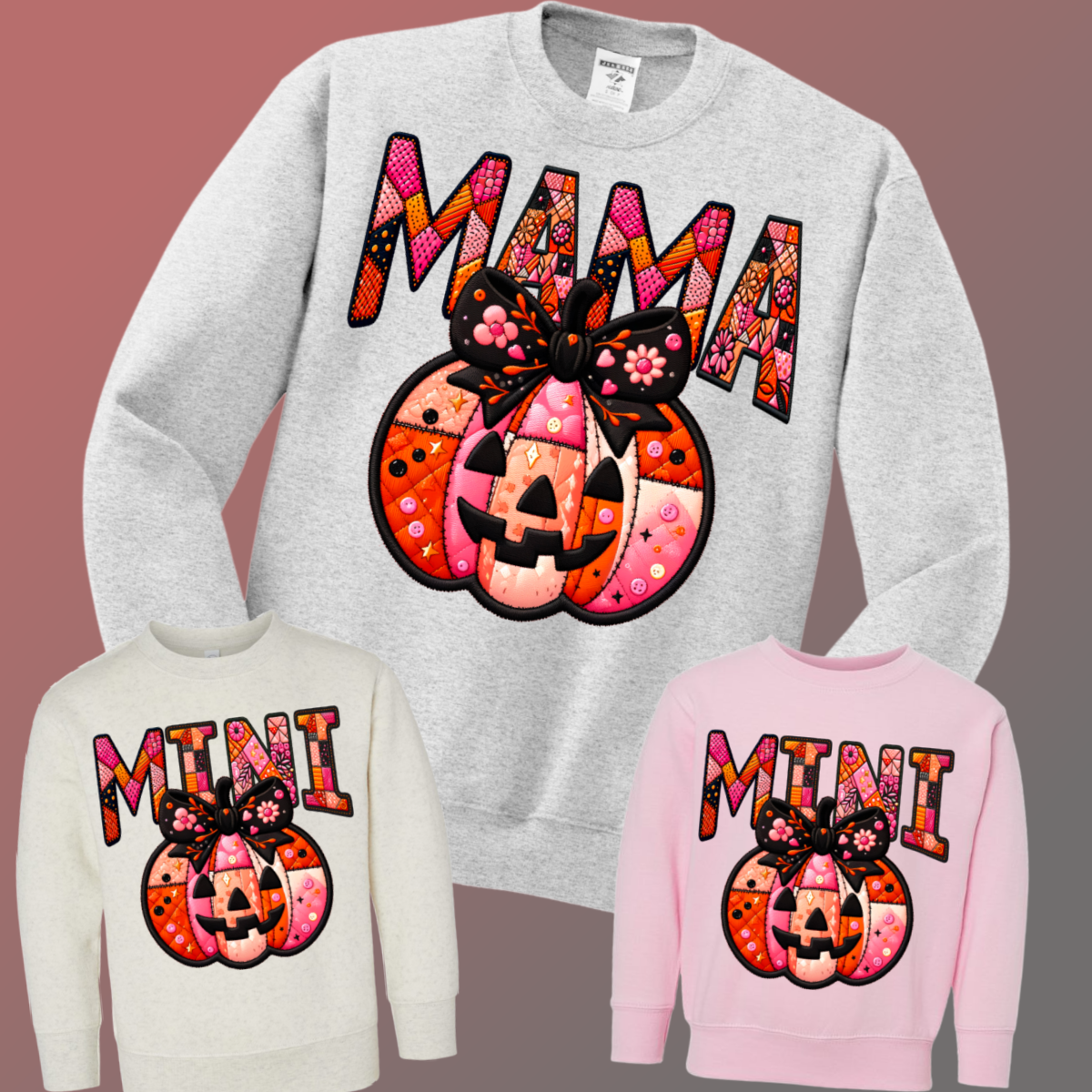 Mama & Mini Patchwork Pumpkin Crewnecks