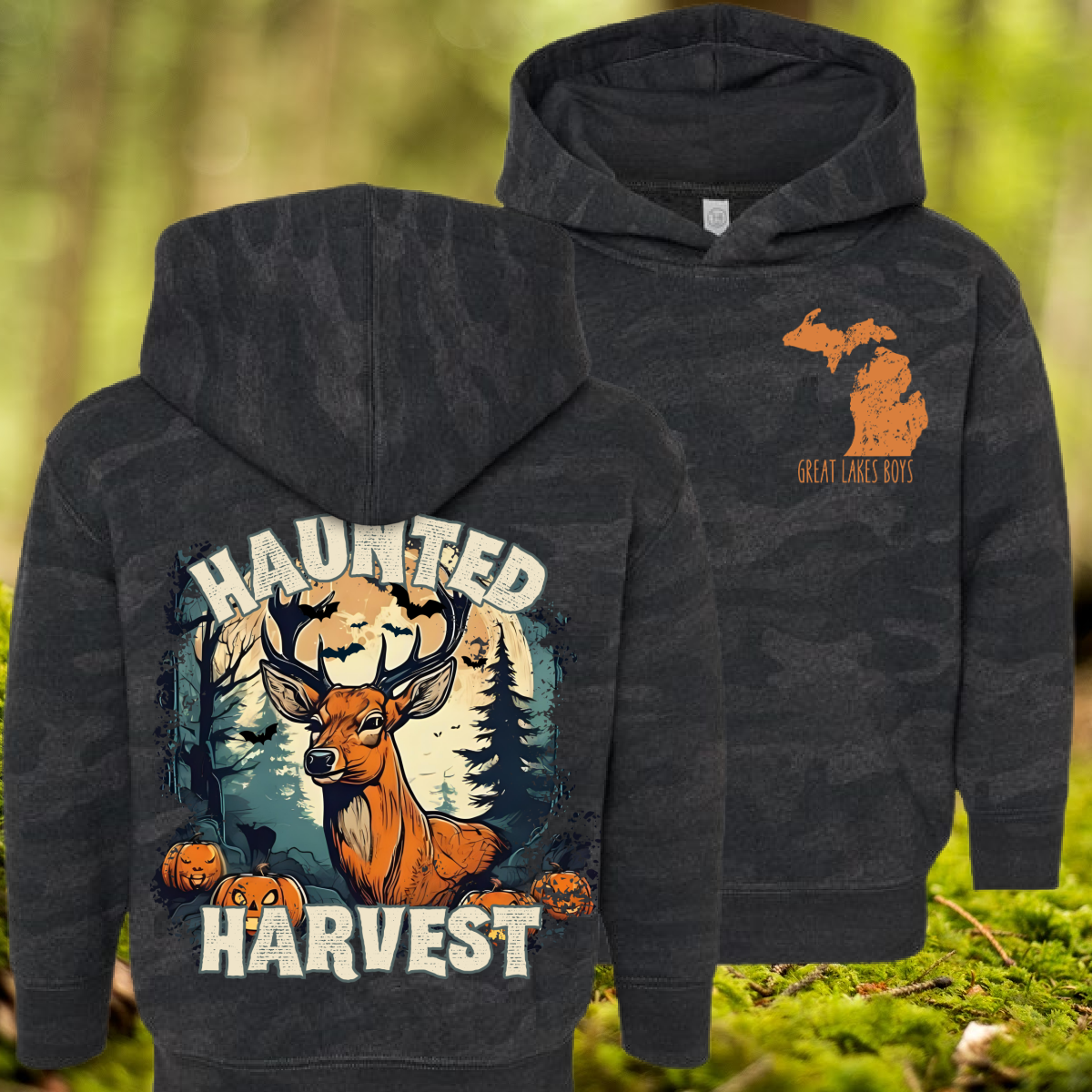Great Lakes Boys - Haunted Harvest Black Camo Hooded Sweatshirt (Toddler, Youth & Adult)