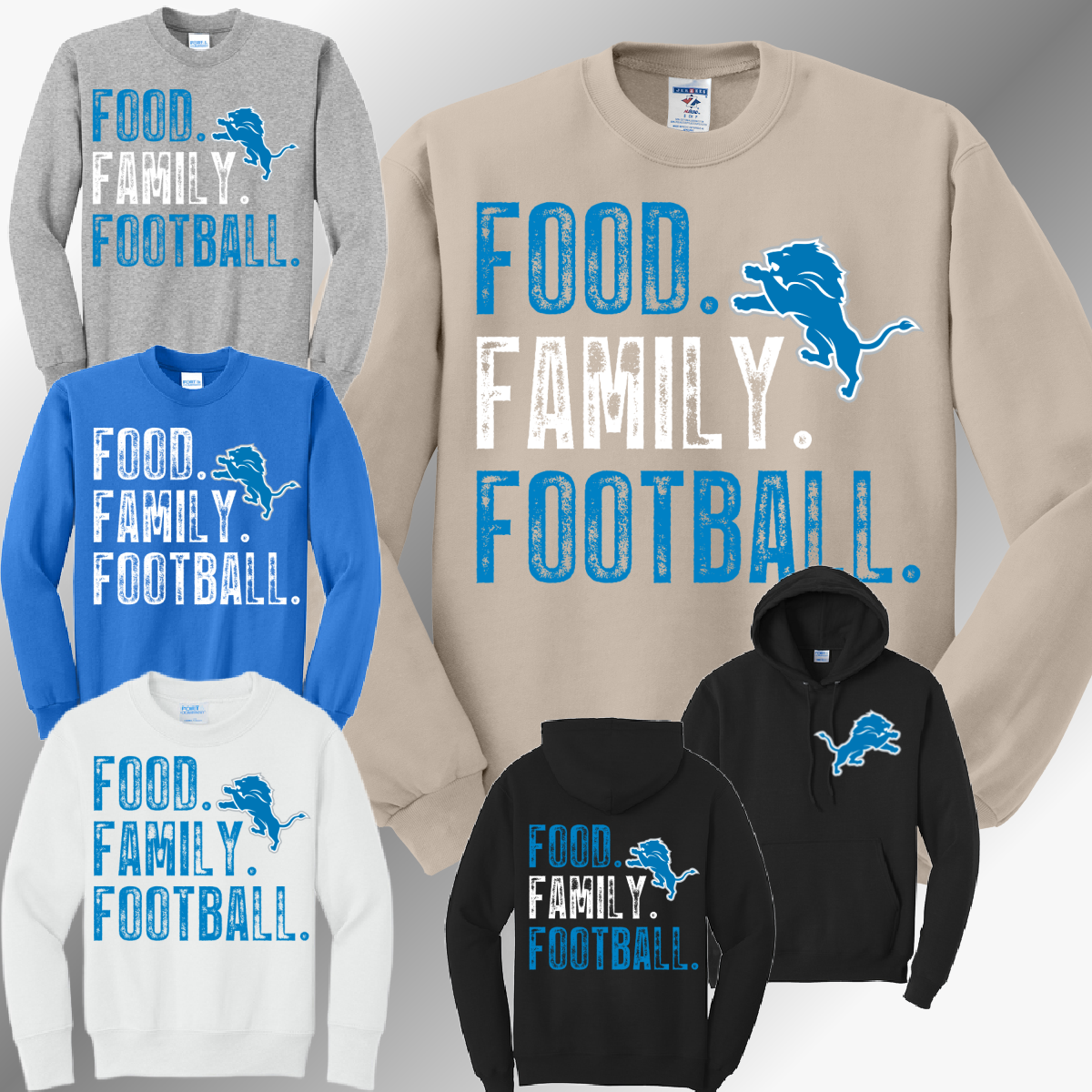 Detroit Football Food. Family. Football. - Basic Sweatshirt (Adult)