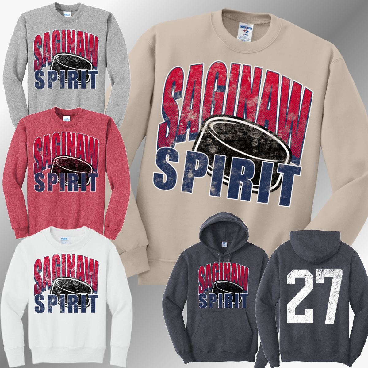 Saginaw Spirit - Grunge Hockey Sweatshirt (Adult)