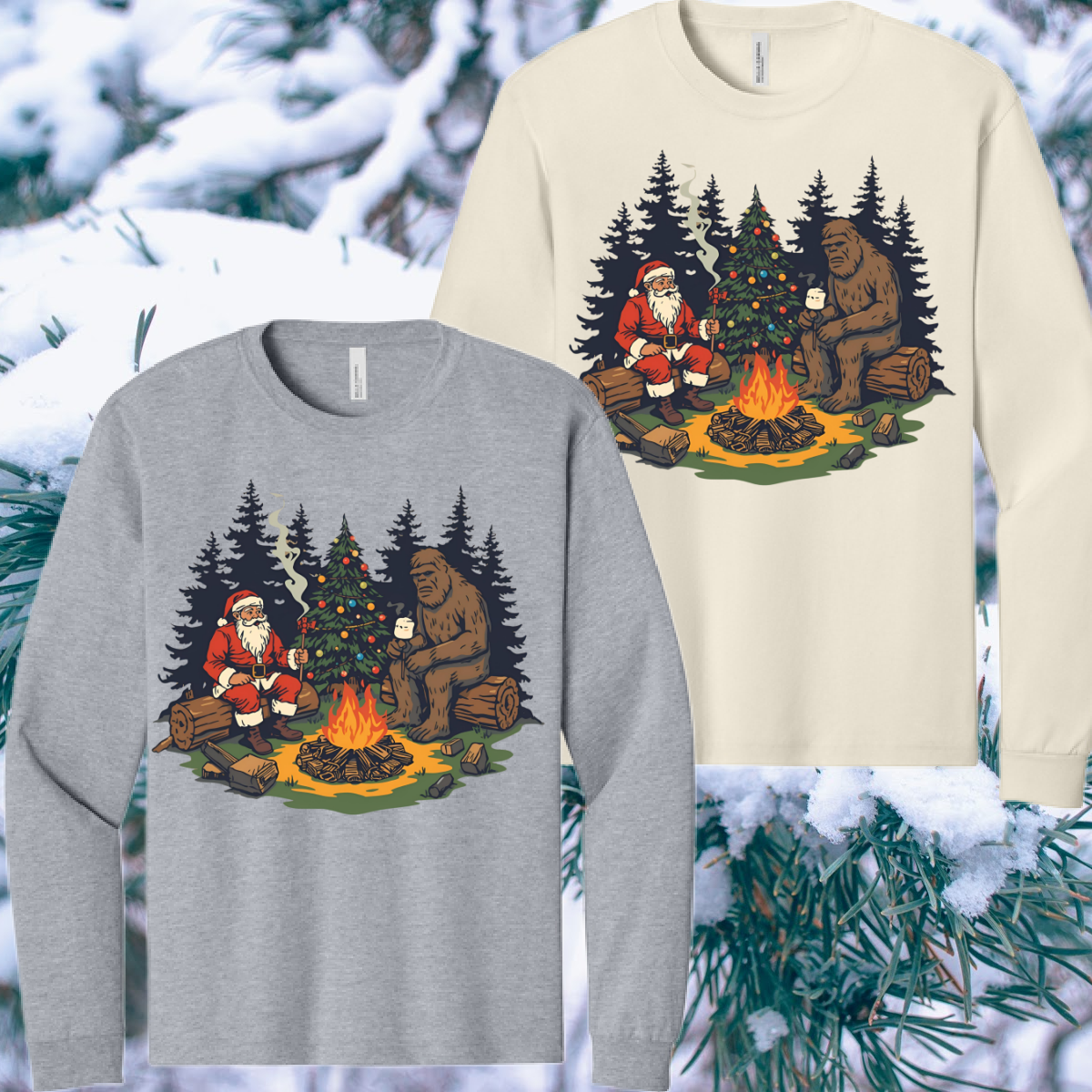Great Lakes Boys - Santa & Bigfoot FRONT DESIGN Heavyweight Tee (Youth & Adult)