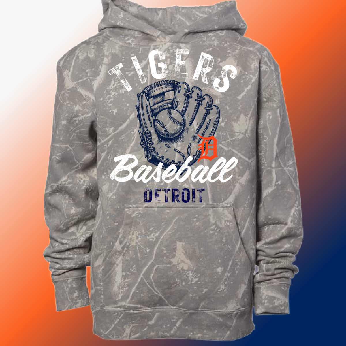 Detroit Baseball - Glove Deadwood Camouflage Hoodie (Youth & Adult)