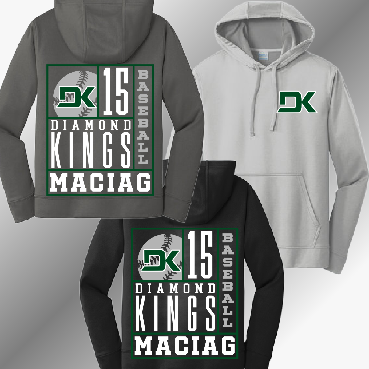 Diamond Kings Baseball - Back Collage Performance Hoodie (Youth & Adult)