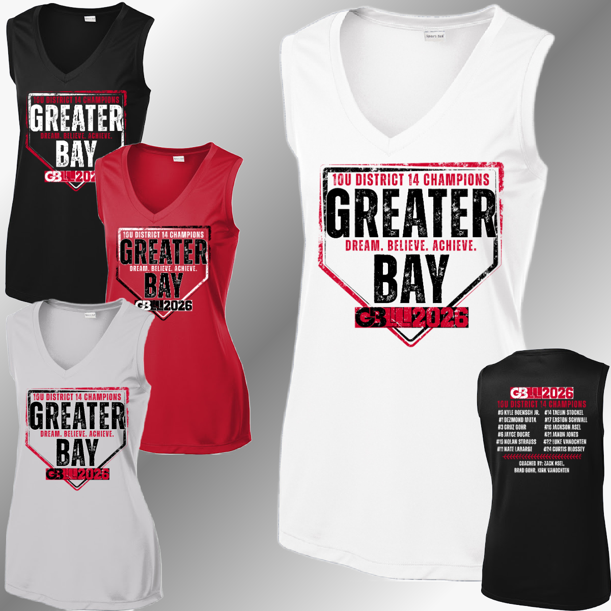 GBLL 2026 10U/12U District Champs - Performance V Neck Tank (Women)