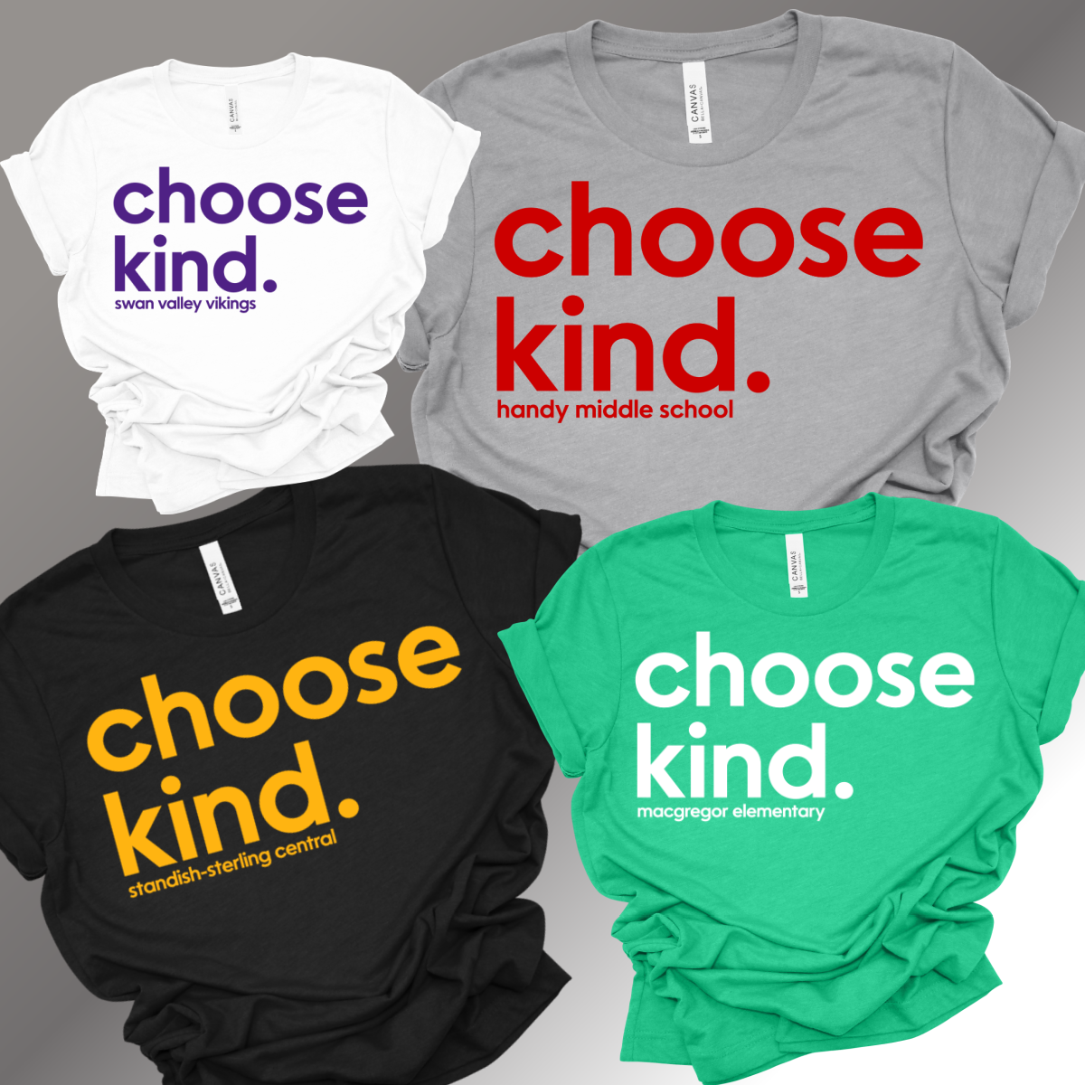 Choose Kind. ANY SCHOOL/ANY COLOR - Bella Canvas Tee (Toddler, Youth, Adult)