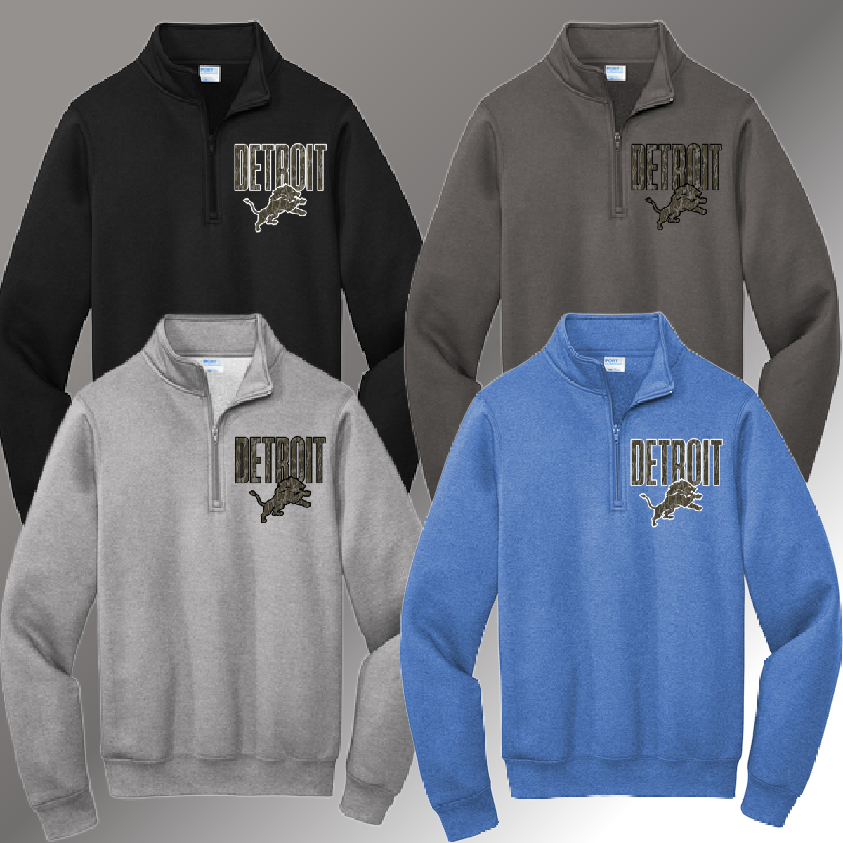 Detroit Football - Basic Quarter Zip Sweatshirt (Youth & Adult)