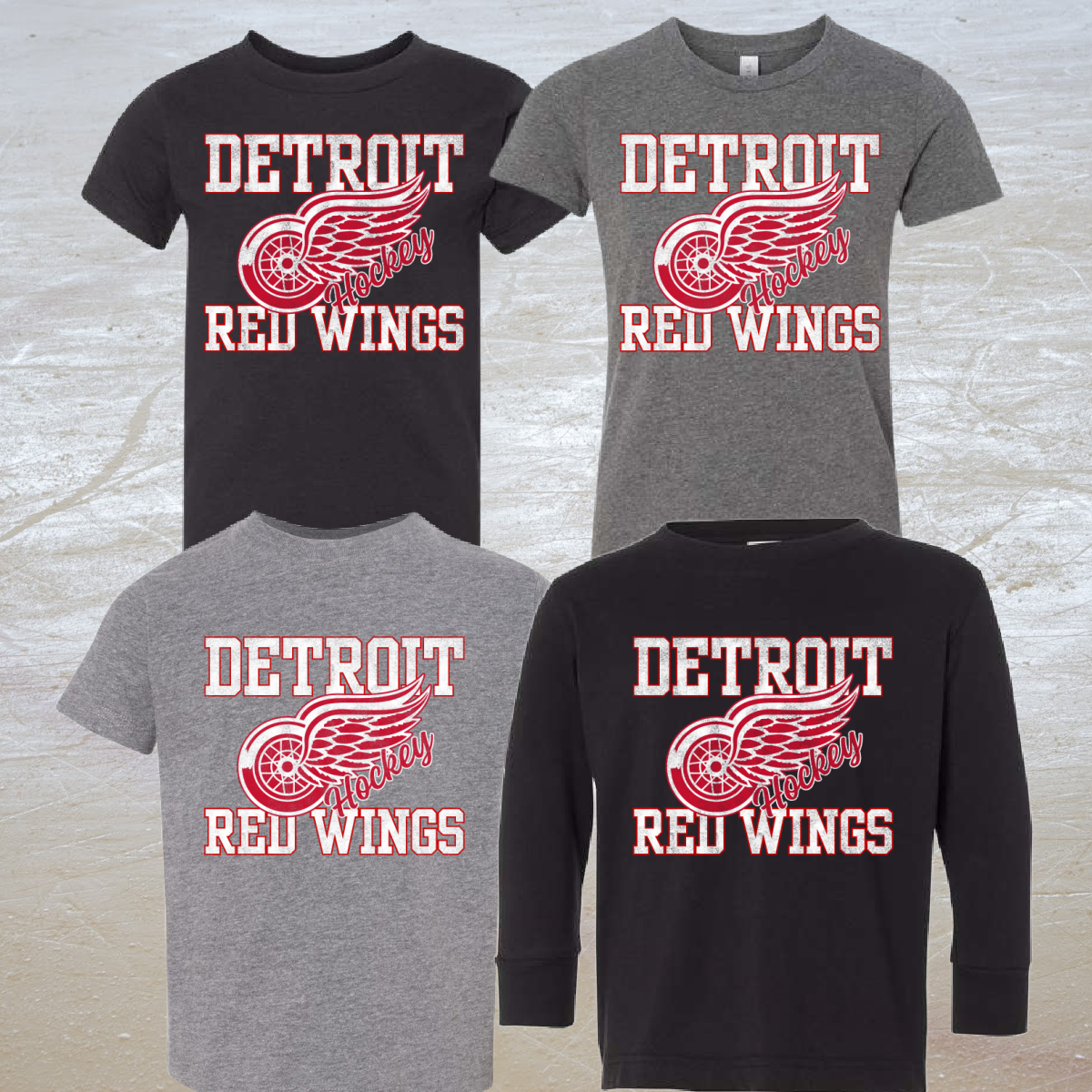 Distressed Hockey Short & Long Sleeve Tees (Youth)
