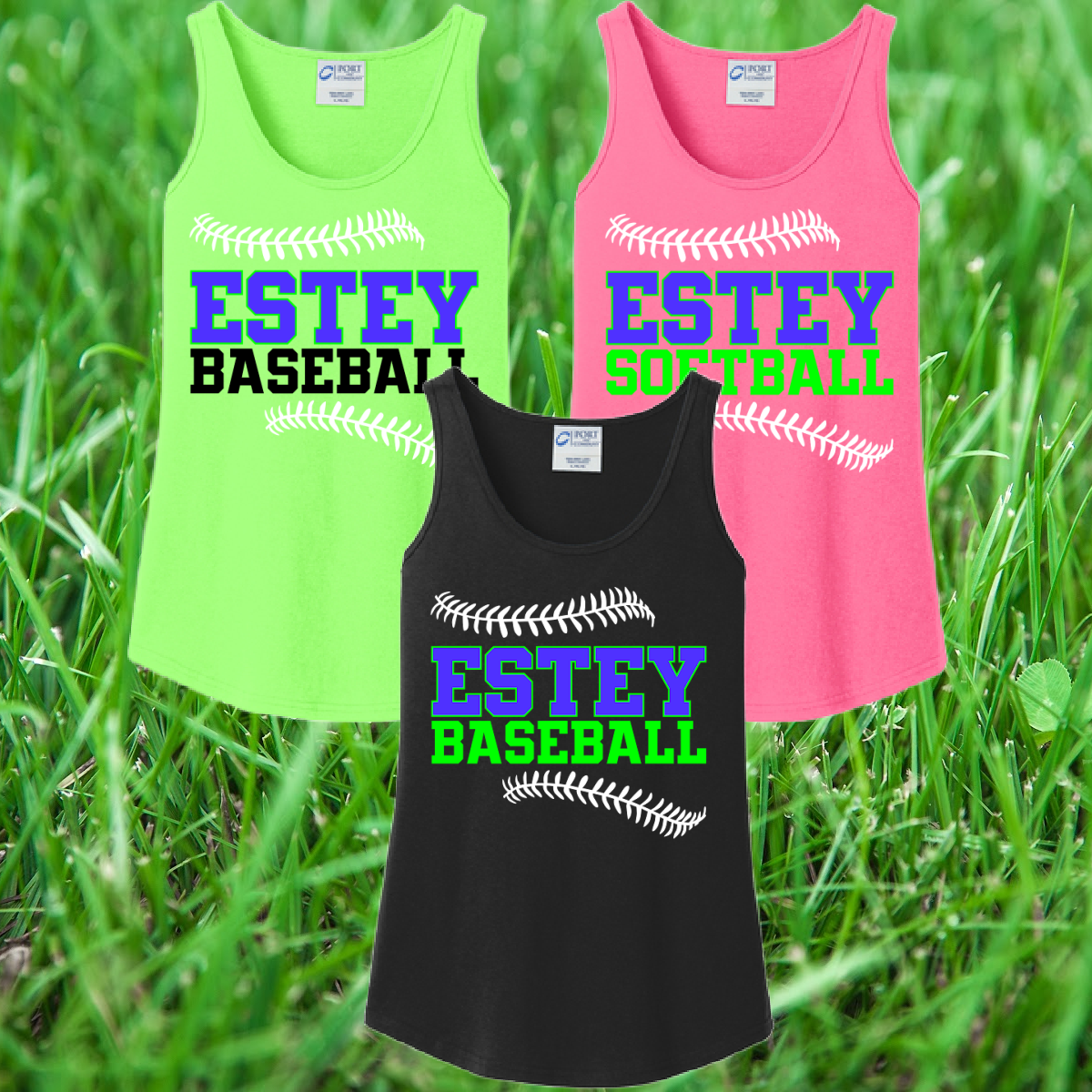 Estey Baseball - Stitches Logo Ladies Cotton Tank (Youth & Adult)