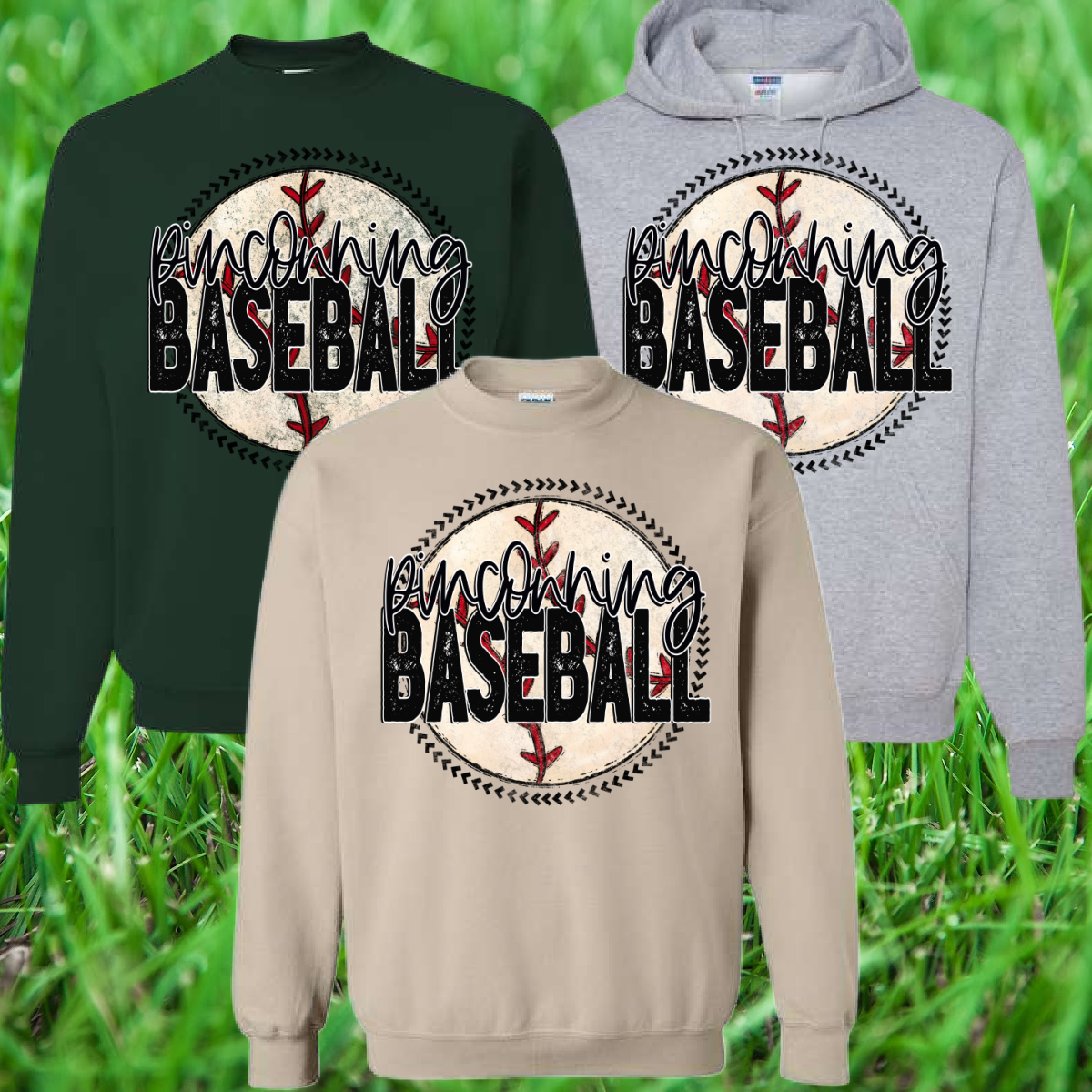 Pinconning Baseball/Softball - Round Logo Basic Sweatshirt & Hoodie (Youth & Adult)
