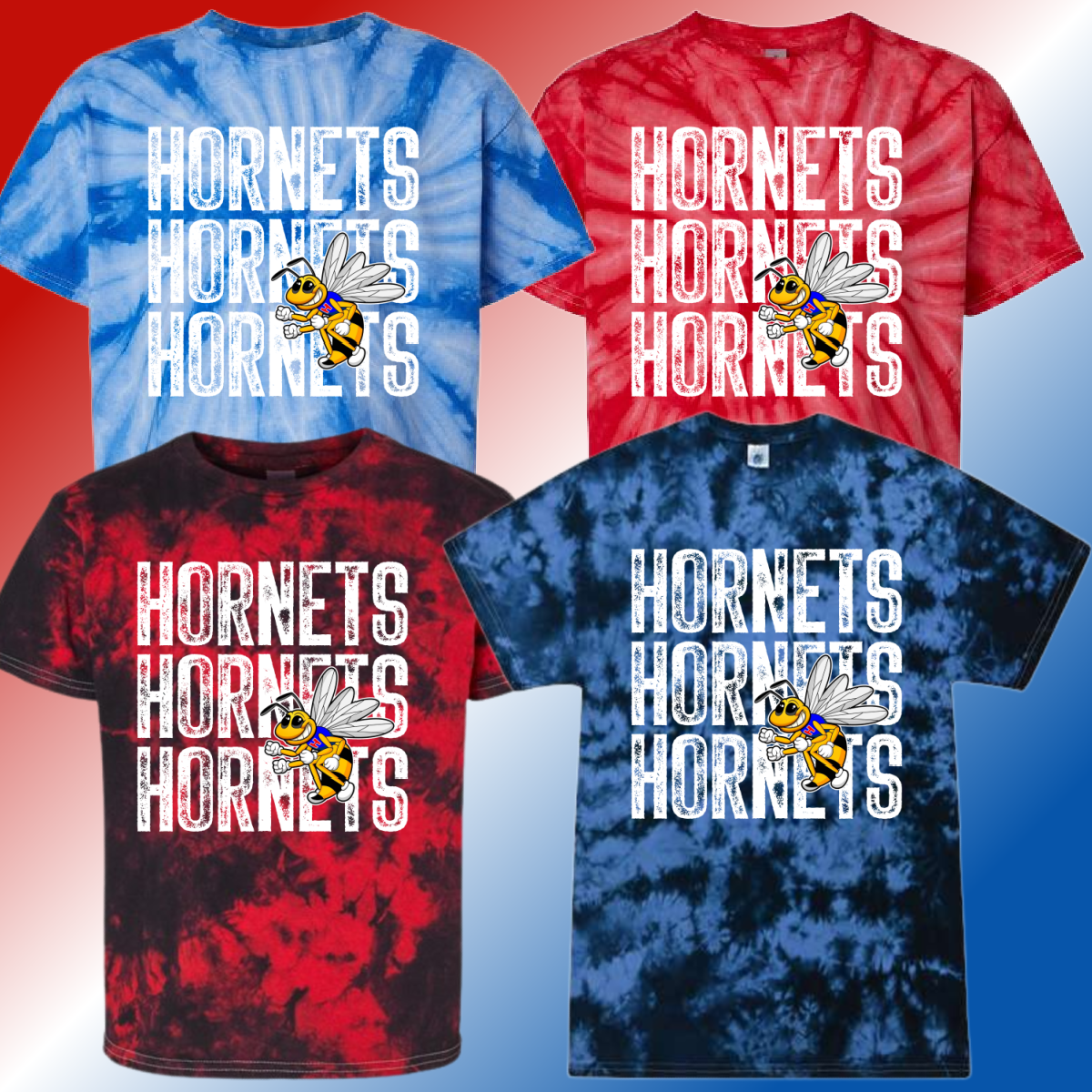 Hemmeter Elementary - Repeating Mascot Tie Dye Tee (Youth & Adult) - MADE TO ORDER/TWO WEEKS