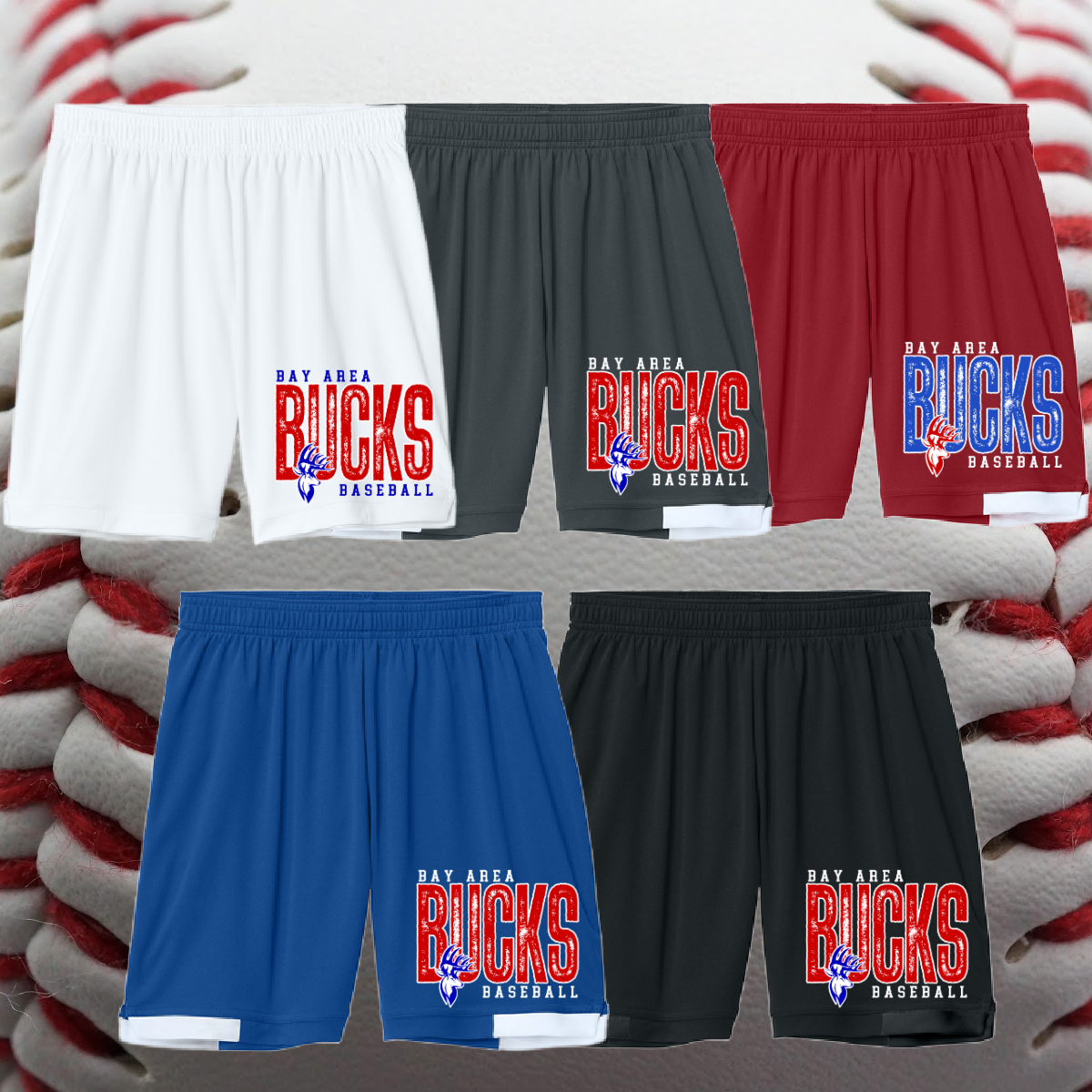 Bay Area Bucks - Tall Distressed Logo Performance Shorts (Youth & Adult)