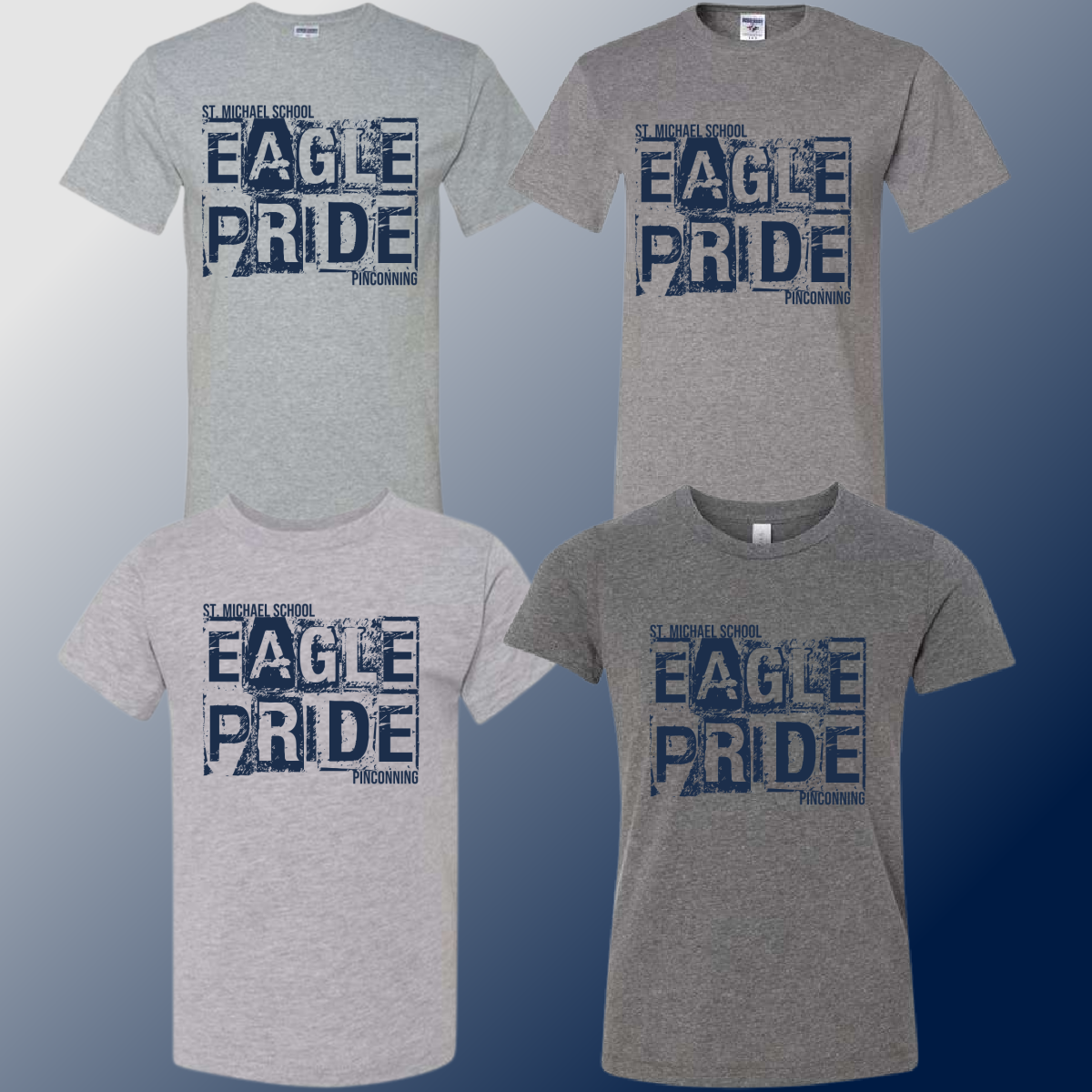 St. Michael Eagles - Gray Distressed Block Tee (Youth & Adult) - MADE TO ORDER/TWO WEEKS