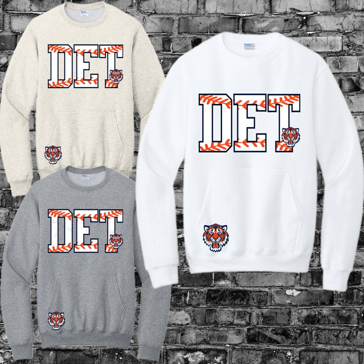 Detroit Baseball - D E T Pocketed Crewneck (Adult)