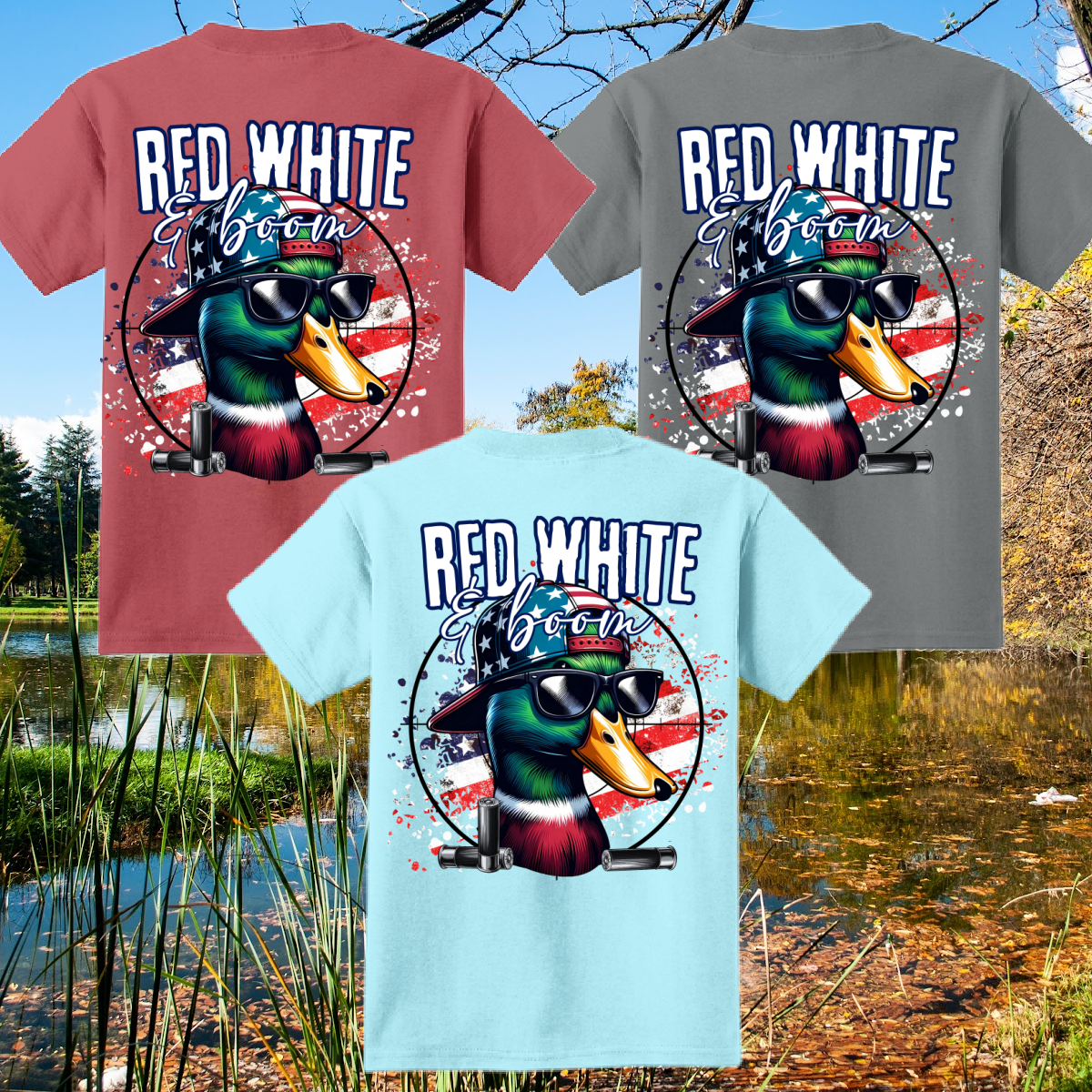 Great Lakes Boys - Red White & Boom Duck Beach Wash Tee (Youth & Adult)