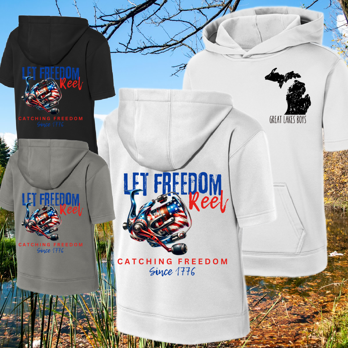 Great Lakes Boys - Let Freedom Reel Short Sleeve Hoodie (Youth & Adult)