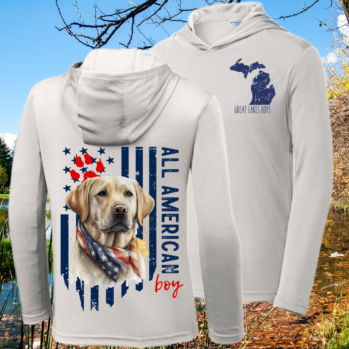 Great Lakes Boys - All American Boy Yellow Lab Hooded Long Sleeve (Youth & Adult)