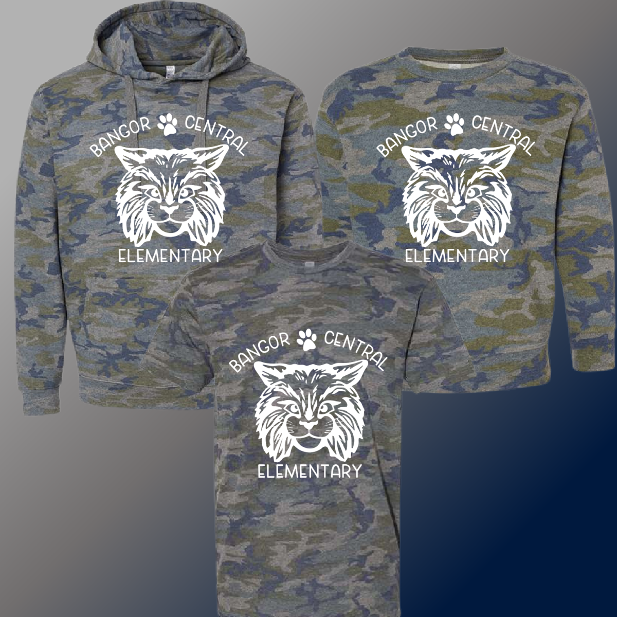 Bangor Central - Camouflage Big Logo Tee & Sweatshirt (Youth & Adult)