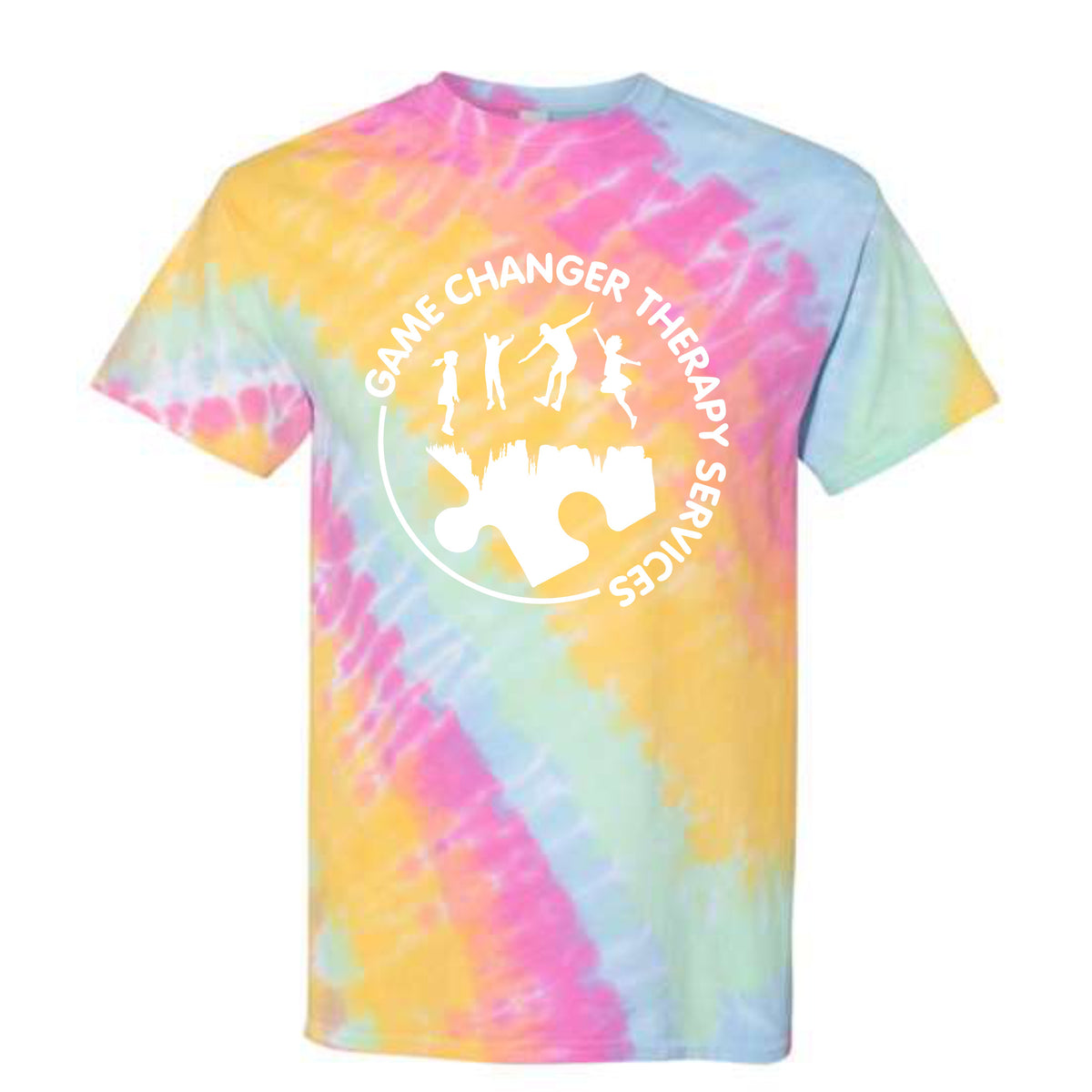 Game Changer Therapy Services Tilt Tie Dye Tee - White Logo