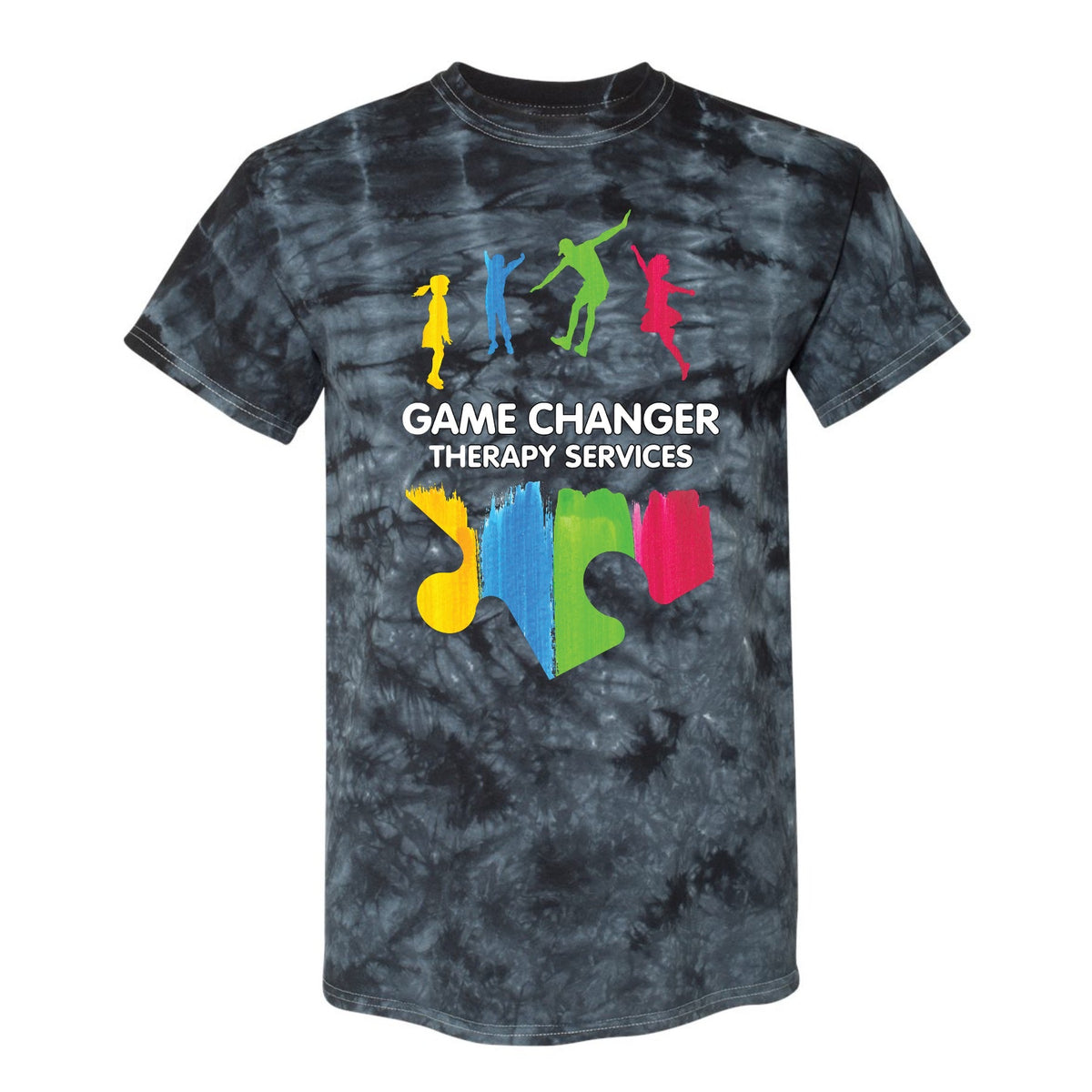 Game Changer Therapy Services Black Crystal Dye Tee - Full Color Logo