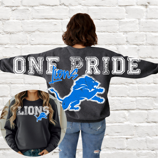 Detroit Football - Big Across The Back Crewneck One Pride (Dark Gray Heather)