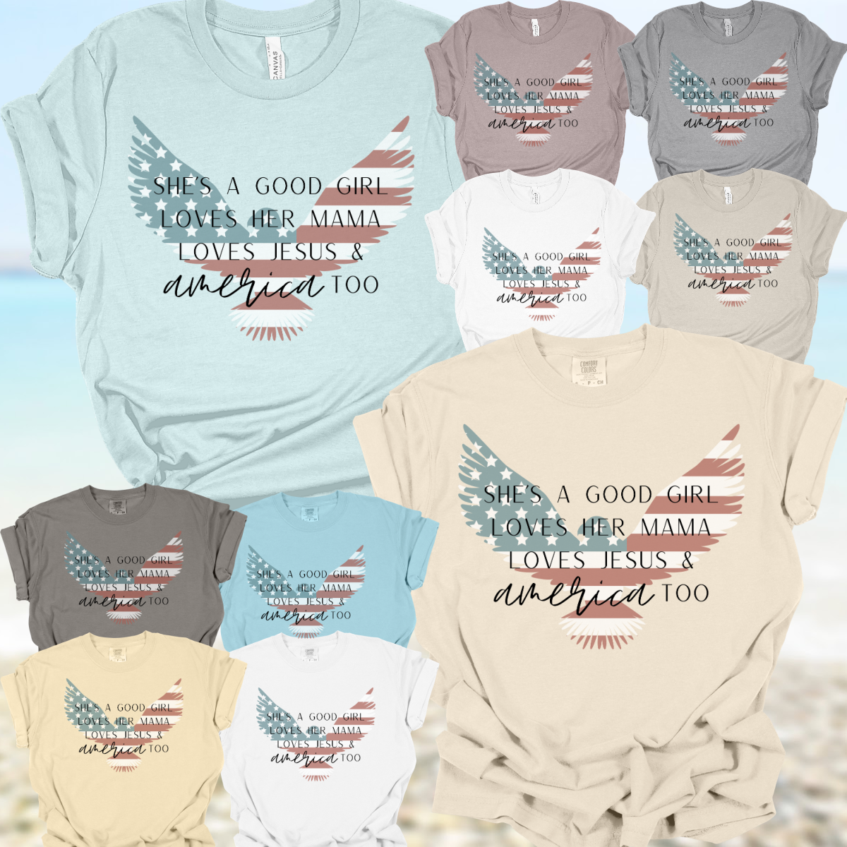 She's A Good Girl Eagle Flag Tee