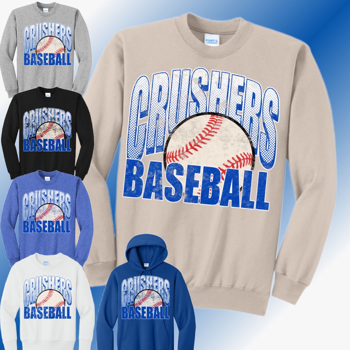Crushers Baseball - Grunge Basic Sweatshirt (Adult)
