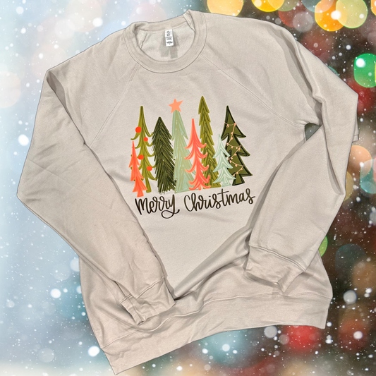 Merry Christmas Pink Trees - Crewneck
