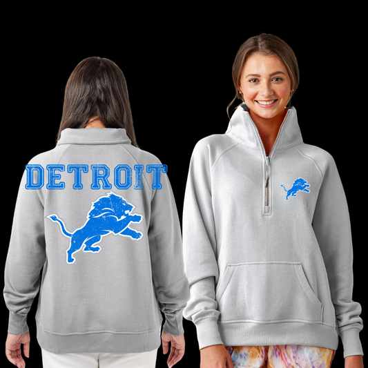 Detroit Football - Boxy 1/4 Zip Crewneck (Youth & Adult)