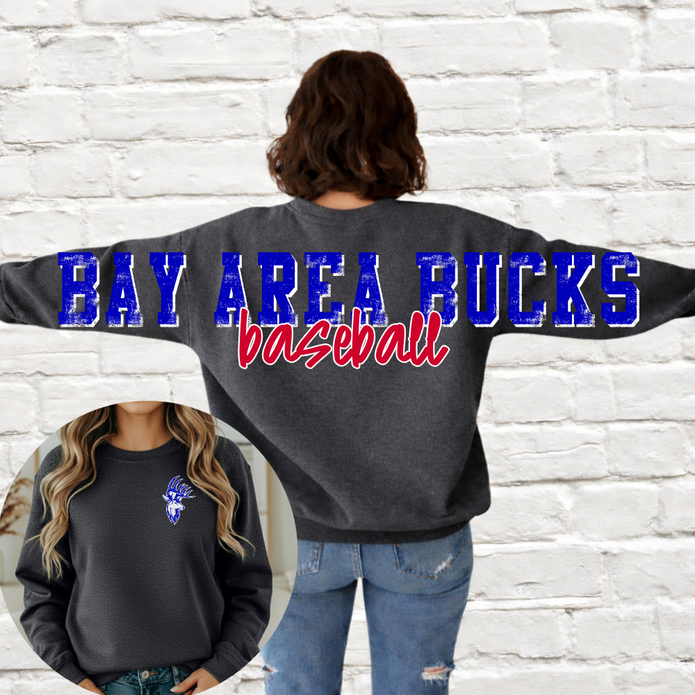 Bay Area Bucks Baseball - Big Across The Back Crewneck  (Youth & Adult)