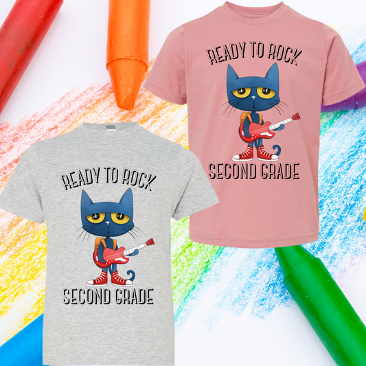 Ready To Rock Cat Grade Level Tee - MADE TO ORDER/TWO WEEKS