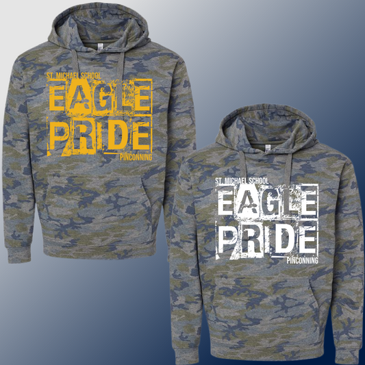 St. Michael Eagles  - Camouflage Distressed Block Sweatshirt (Youth & Adult) - MADE TO ORDER/TWO WEEKS