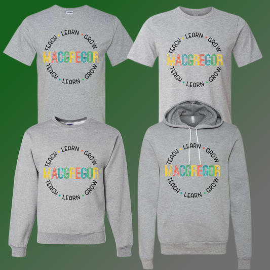 MacGregor Mustangs Teacher Tees - Option 2 - Athletic Gray
