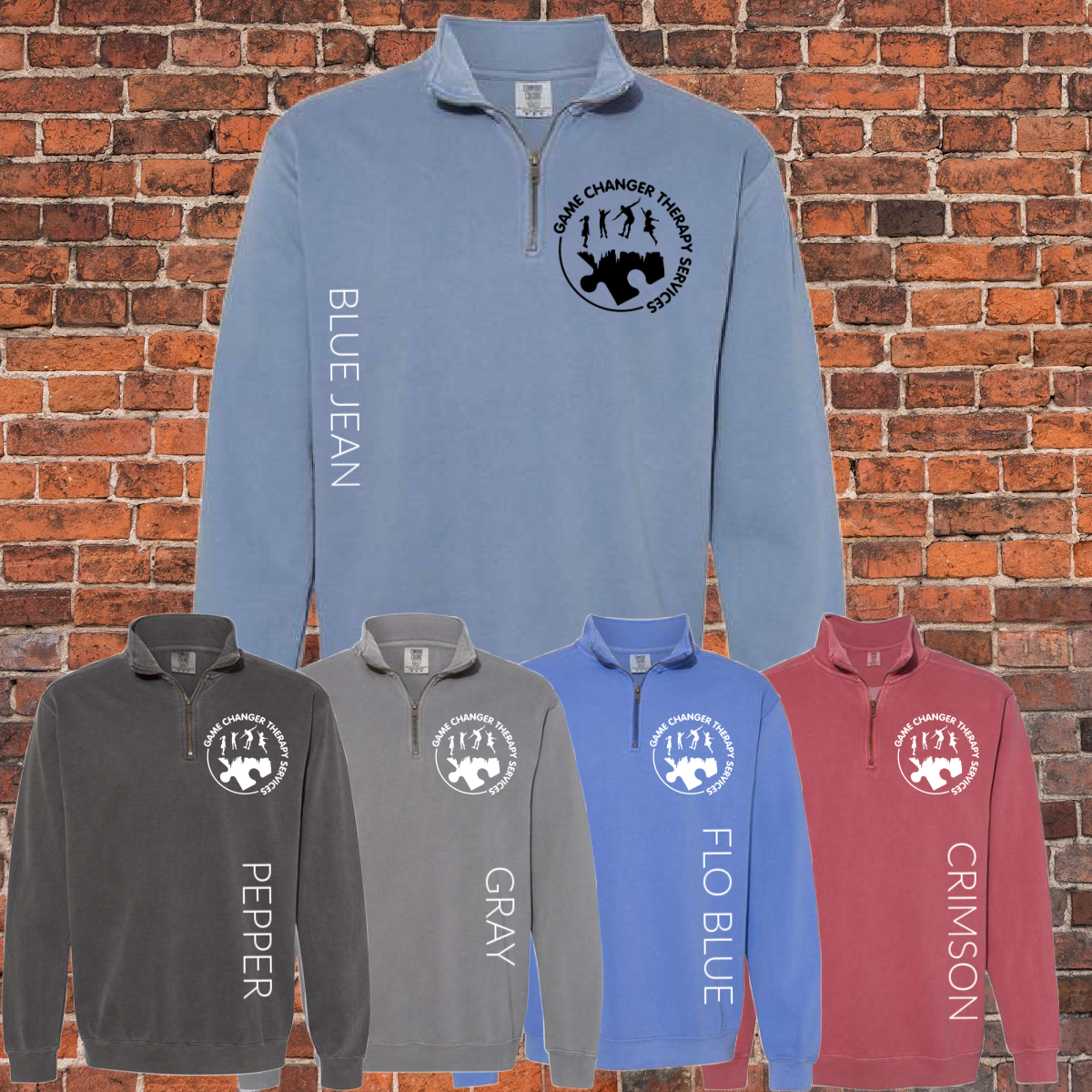 Game Changer Therapy Services - Comfort Colors 1/4 Zip Crewneck Sweatshirt