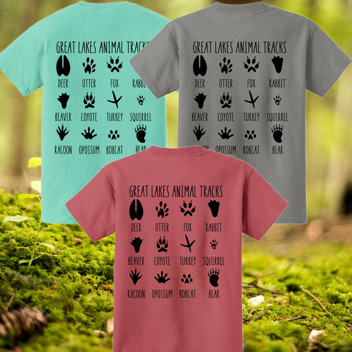 Great Lakes Boys - Great Lakes Animal Tracks Collage Beach Wash Tee (Youth & Adult)